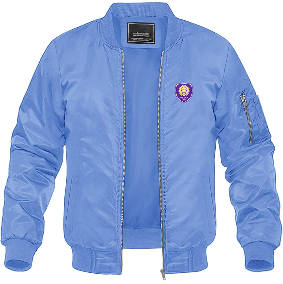 Men's Orlando City Soccer  Lightweight Bomber Jacket Windbreaker Softshell Varsity Jacket Coat